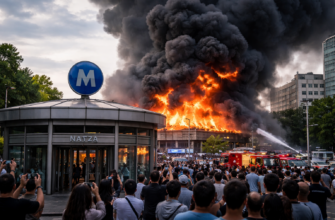 В Ташкенте возле станции метро «Навза» загорелось здание — очевидцы публикуют видео