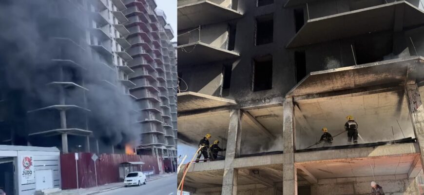 Yunusobodda qurilayotgan bino yong‘in sodir bo‘ldi