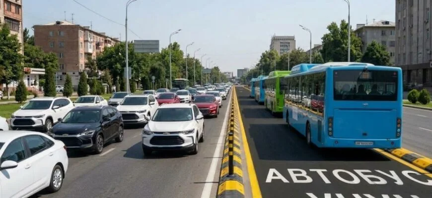 В Ташкенте автобусные полосы отделят специальными ограждениями