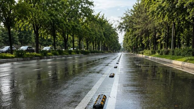 Выделенные полосы для автобусов в Ташкенте начали отделять делиниаторами